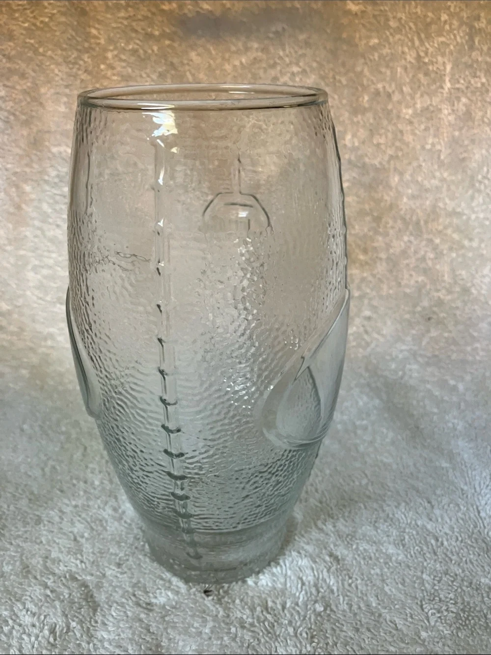 2 Clear Textured Glass Football Tumblers Libbey Man Cave